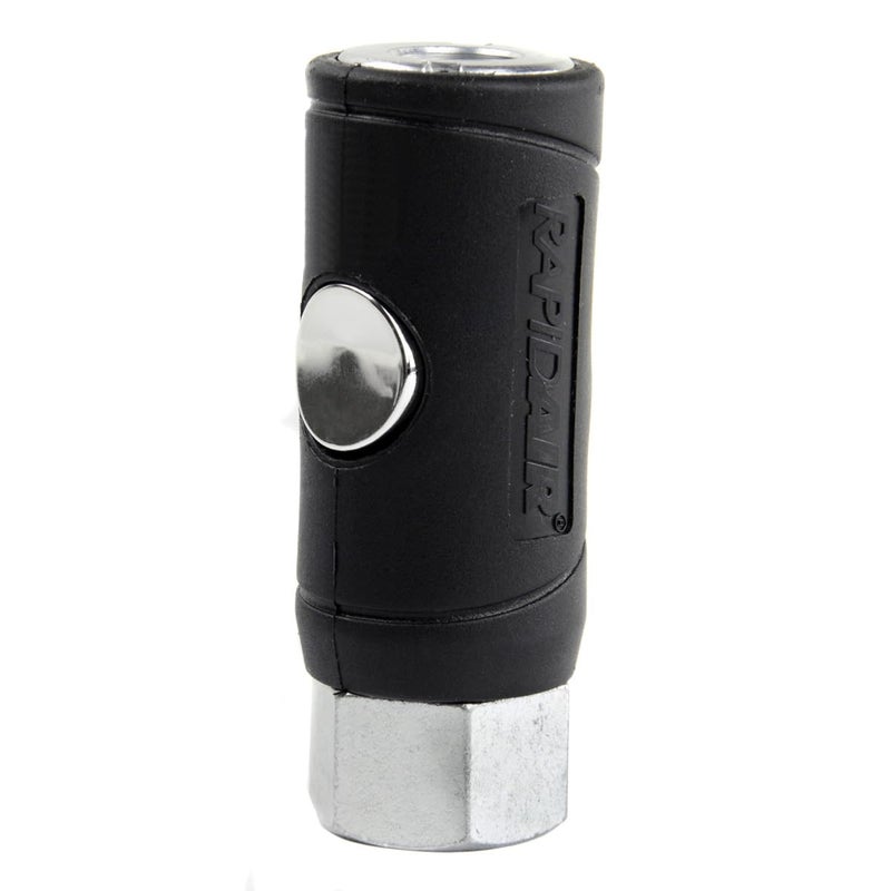 Rapidair 5 Pack 1/4" FNPT Safety Couplers Industrial Style Air Plug Push Button Release - Image 2